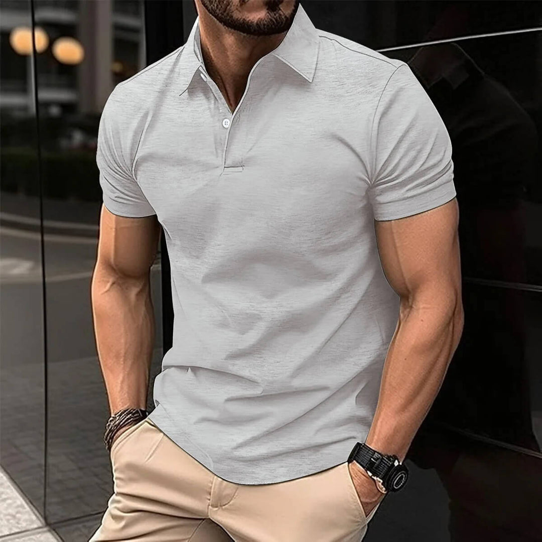 Sleek polo shirt for summer made from lightweight, breathable fabric, offering comfort and style for casual and semi-formal occasions.






