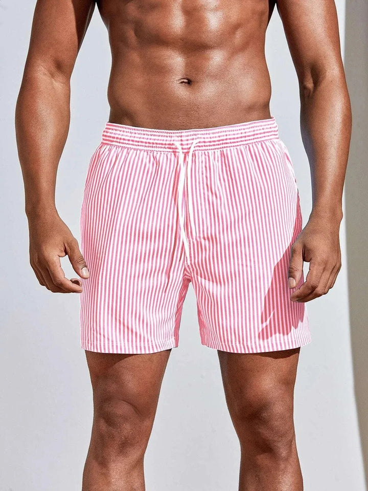  Soft men's swimming trunks with quick-drying fabric, lightweight comfort, and a secure fit, ideal for summer days at the beach or pool.
