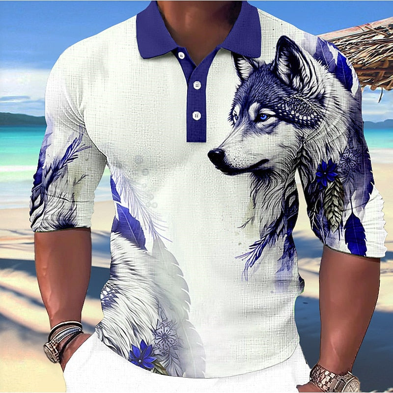 Stylish 3D Wolf Print Men's Shirt, perfect for summer, with breathable fabric and a bold print.