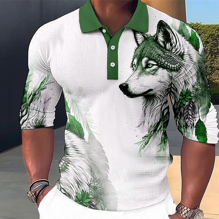 Stylish 3D Wolf Print Men's Shirt, perfect for summer, with breathable fabric and a bold print.