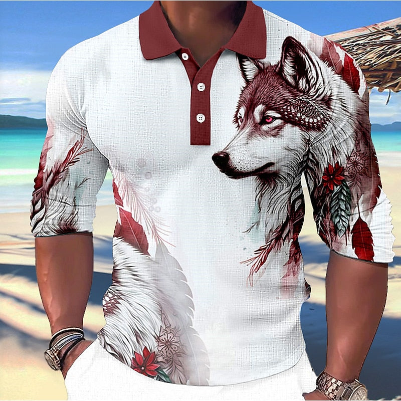 Stylish 3D Wolf Print Men's Shirt, perfect for summer, with breathable fabric and a bold print.