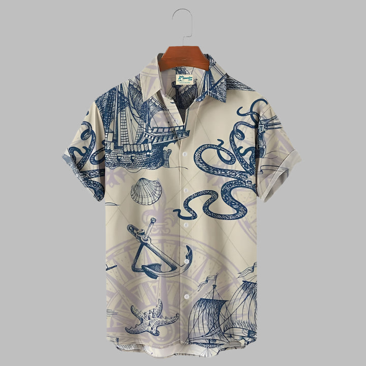 Stylish beach shirt for men, perfect for sunny days and beachside relaxation.






