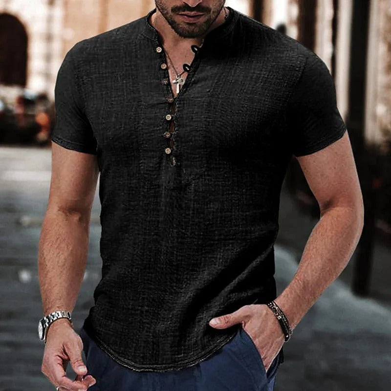 Stylish and comfy linen shirt for men, featuring breathable fabric, a relaxed fit, and lightweight design, perfect for summer days.