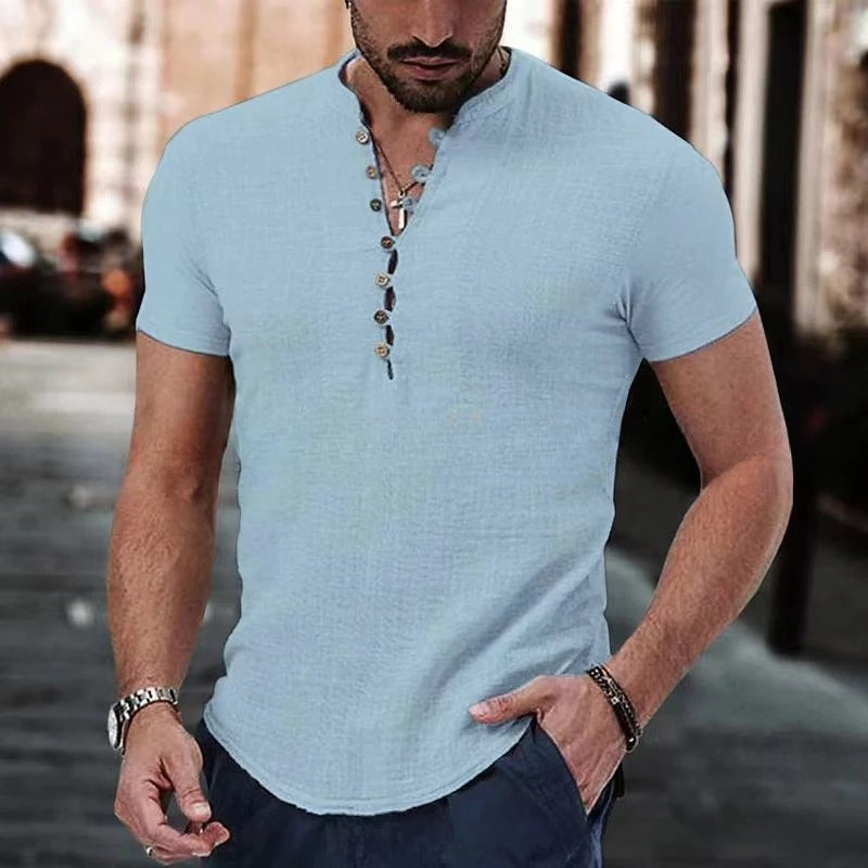 Stylish and comfy linen shirt for men, featuring breathable fabric, a relaxed fit, and lightweight design, perfect for summer days.