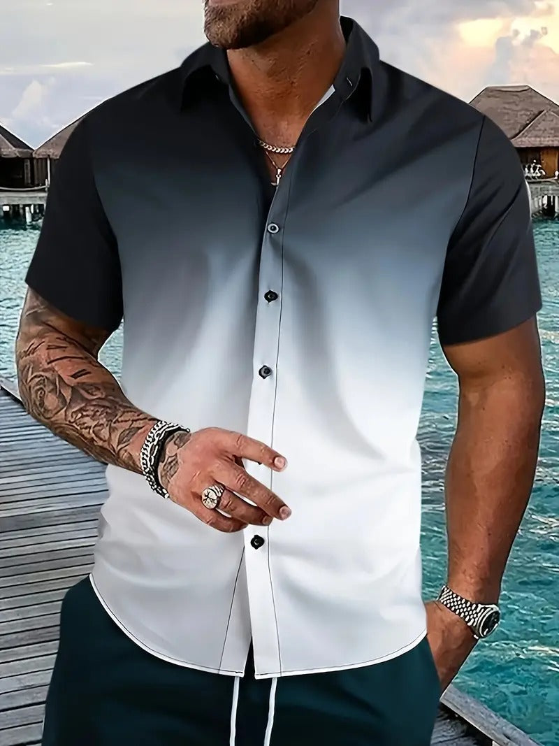 Men's gradient polo shirt, designed for a modern and comfortable summer look.






