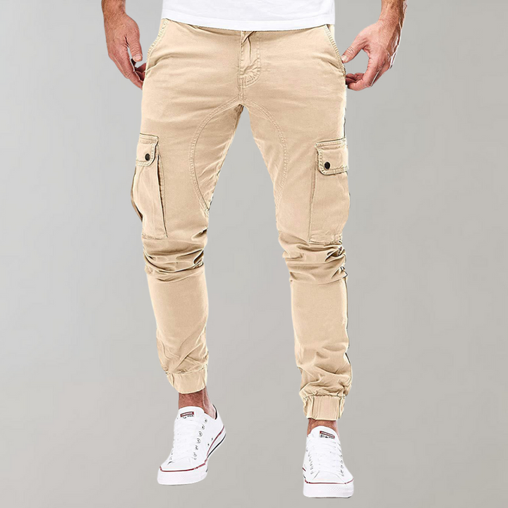  Stylish men's cargo joggers with breathable fabric, functional pockets, and a tailored fit, ideal for summer comfort and casual wear.