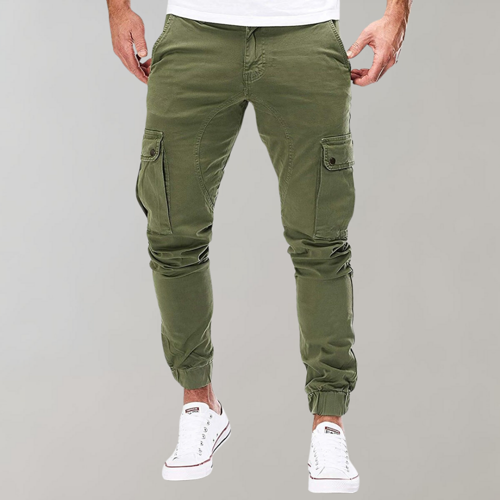  Stylish men's cargo joggers with breathable fabric, functional pockets, and a tailored fit, ideal for summer comfort and casual wear.