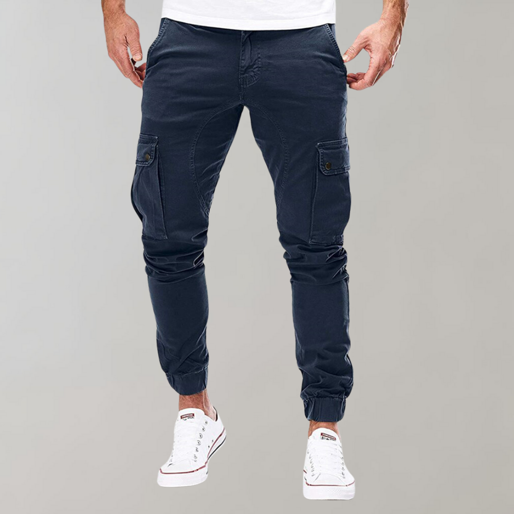  Stylish men's cargo joggers with breathable fabric, functional pockets, and a tailored fit, ideal for summer comfort and casual wear.