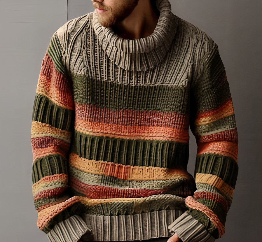 Elegant knitted turtleneck sweater for men, perfect for warmth and style on autumn days.







