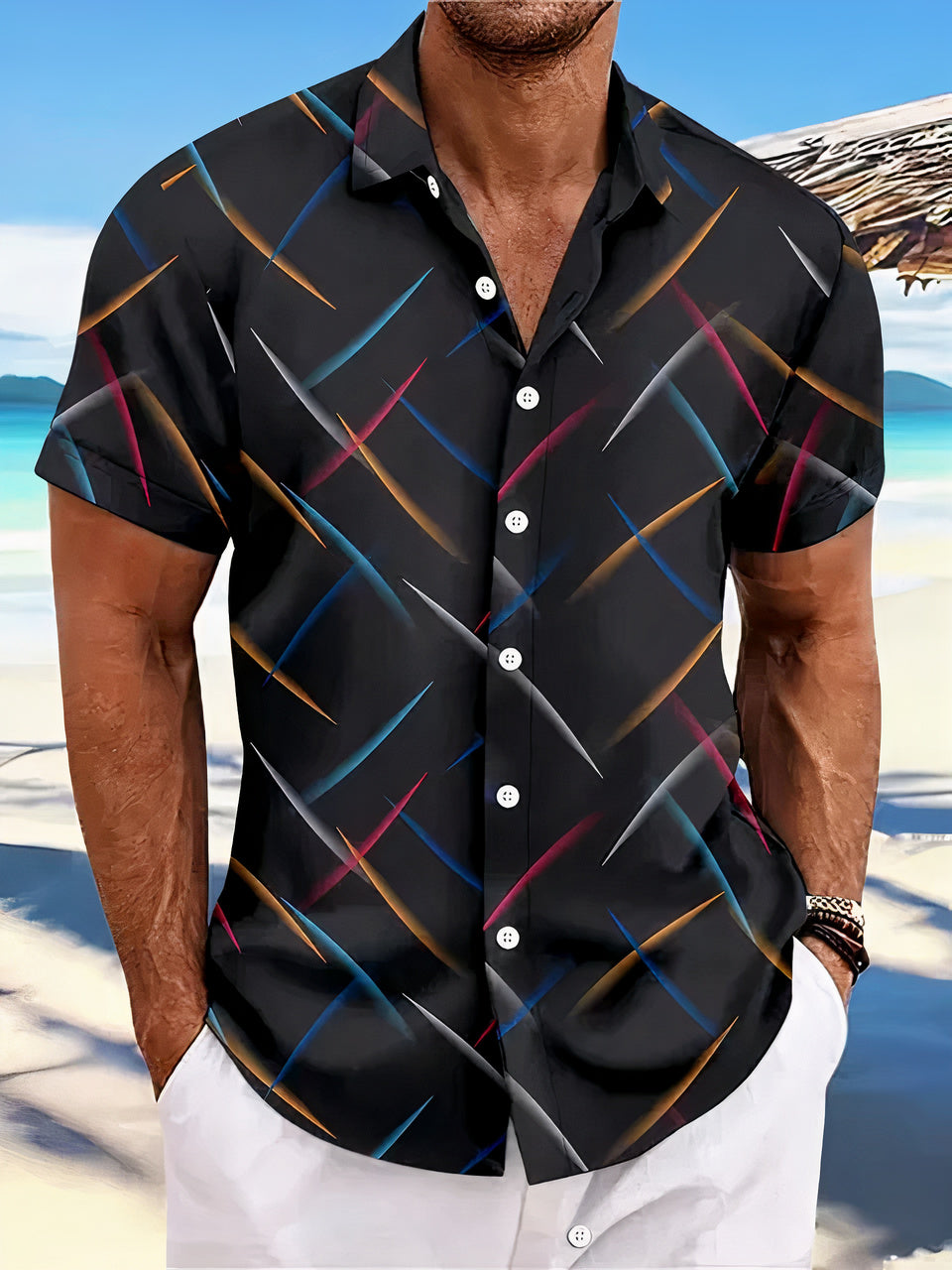 Classic summer polo shirt for men, offering comfort and style on warm days.






