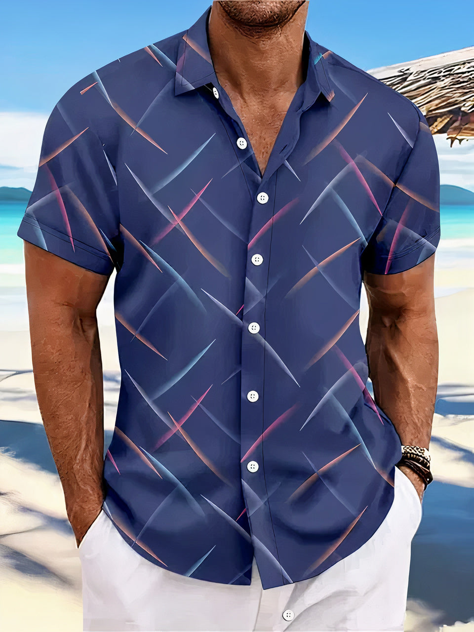 Classic summer polo shirt for men, offering comfort and style on warm days.






