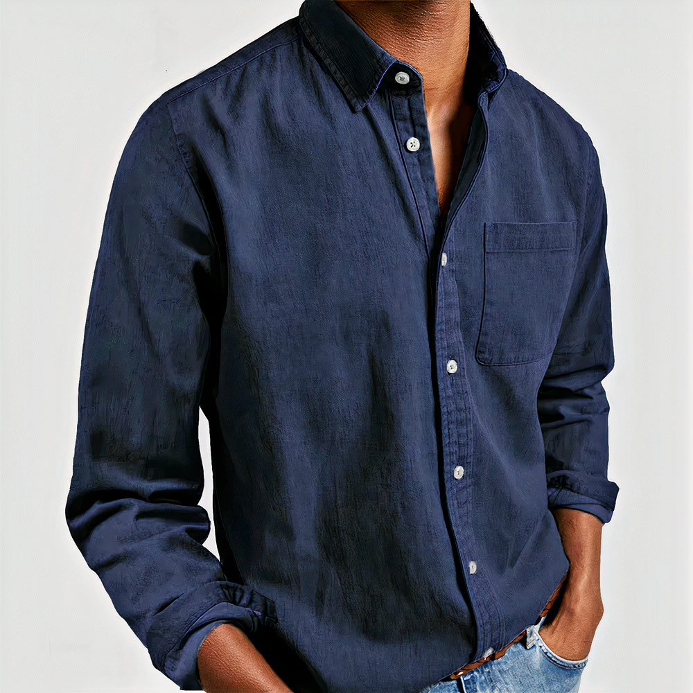 Timeless cotton shirt for men with a classic design, breathable fabric, and lightweight feel, ideal for summer days.