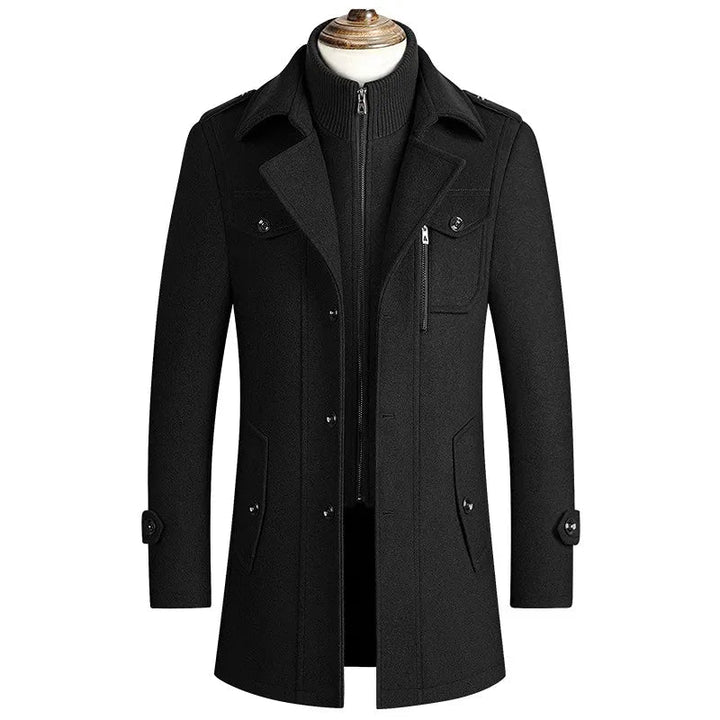 Warm premium wool coat for autumn, designed for elegance and superior comfort on chilly days.