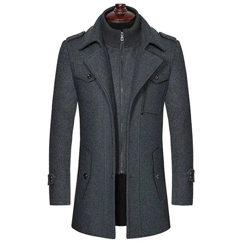 Warm premium wool coat for autumn, designed for elegance and superior comfort on chilly days.