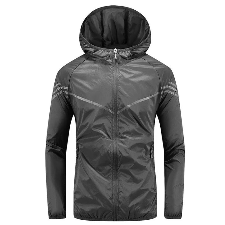 Waterproof outdoor jacket for men, ideal for autumn days, featuring breathable, windproof, and lightweight design.